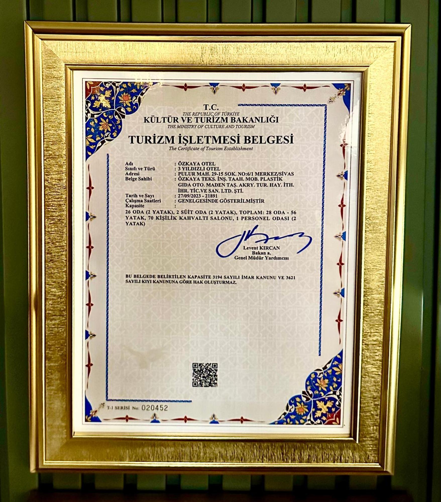 Oezkaya Hotel Sivas Exteriér fotografie